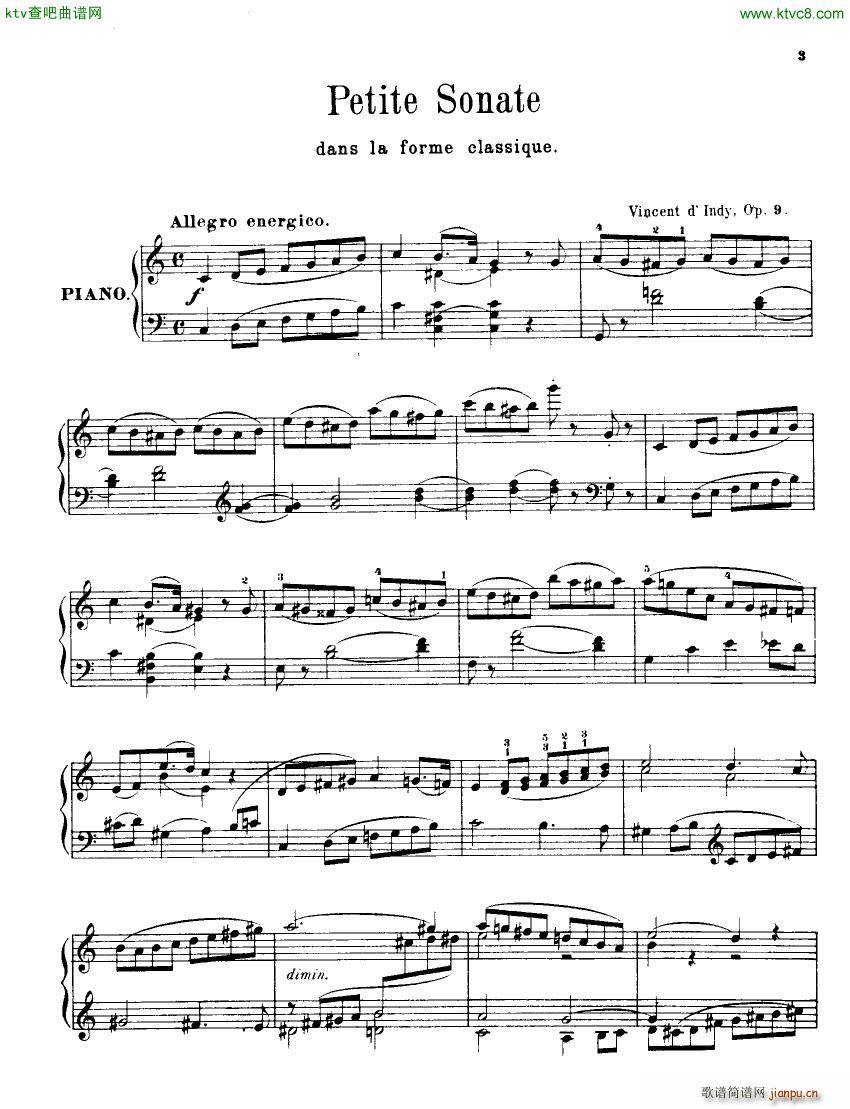 Indy Petite Sonate dans la forme classique op9(V)1
