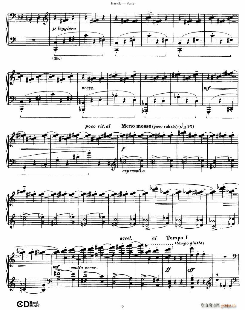 Bartok SZ 62 Suite for Piano op 14(V)9