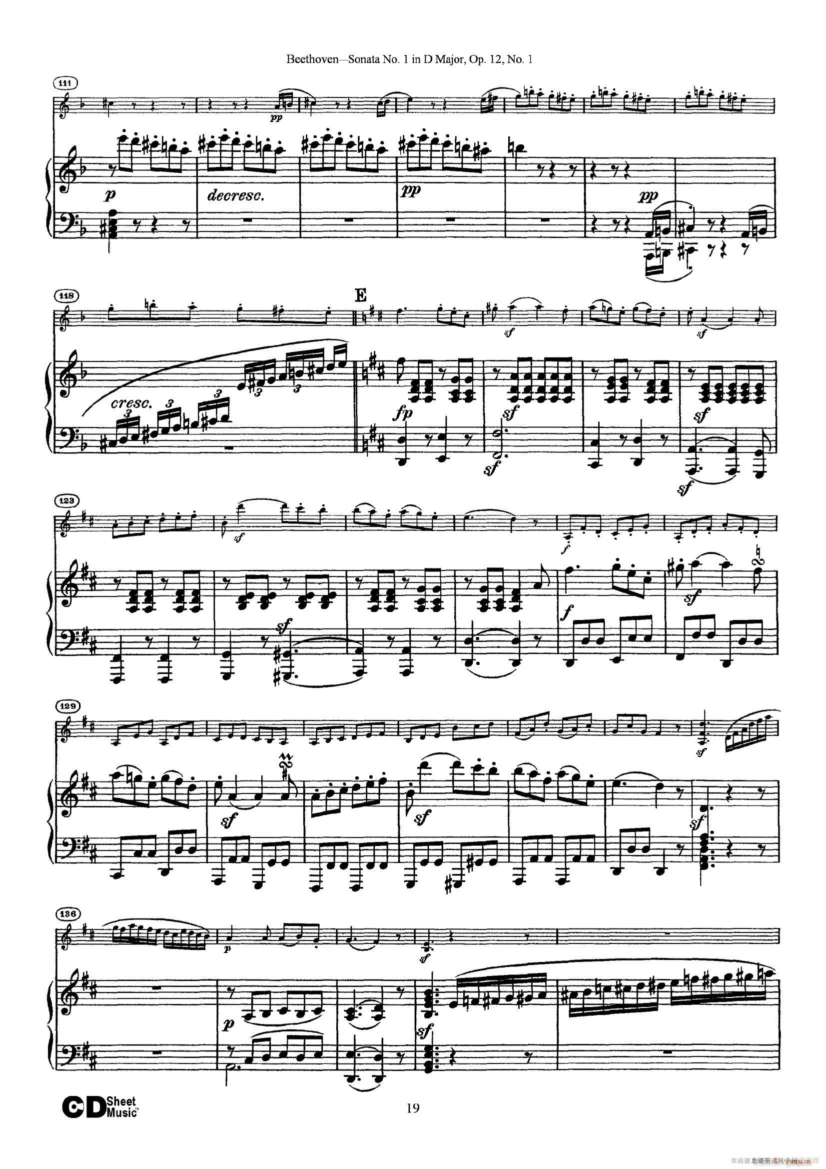 D{һСQ Sonata No 1 in D Major Op 12 No 1 ٰ(V)19