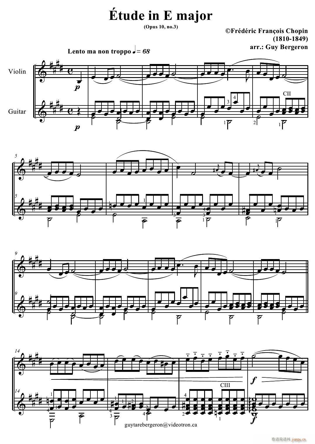 Etude in E major Op 10 No 3 Сټ(СV)1