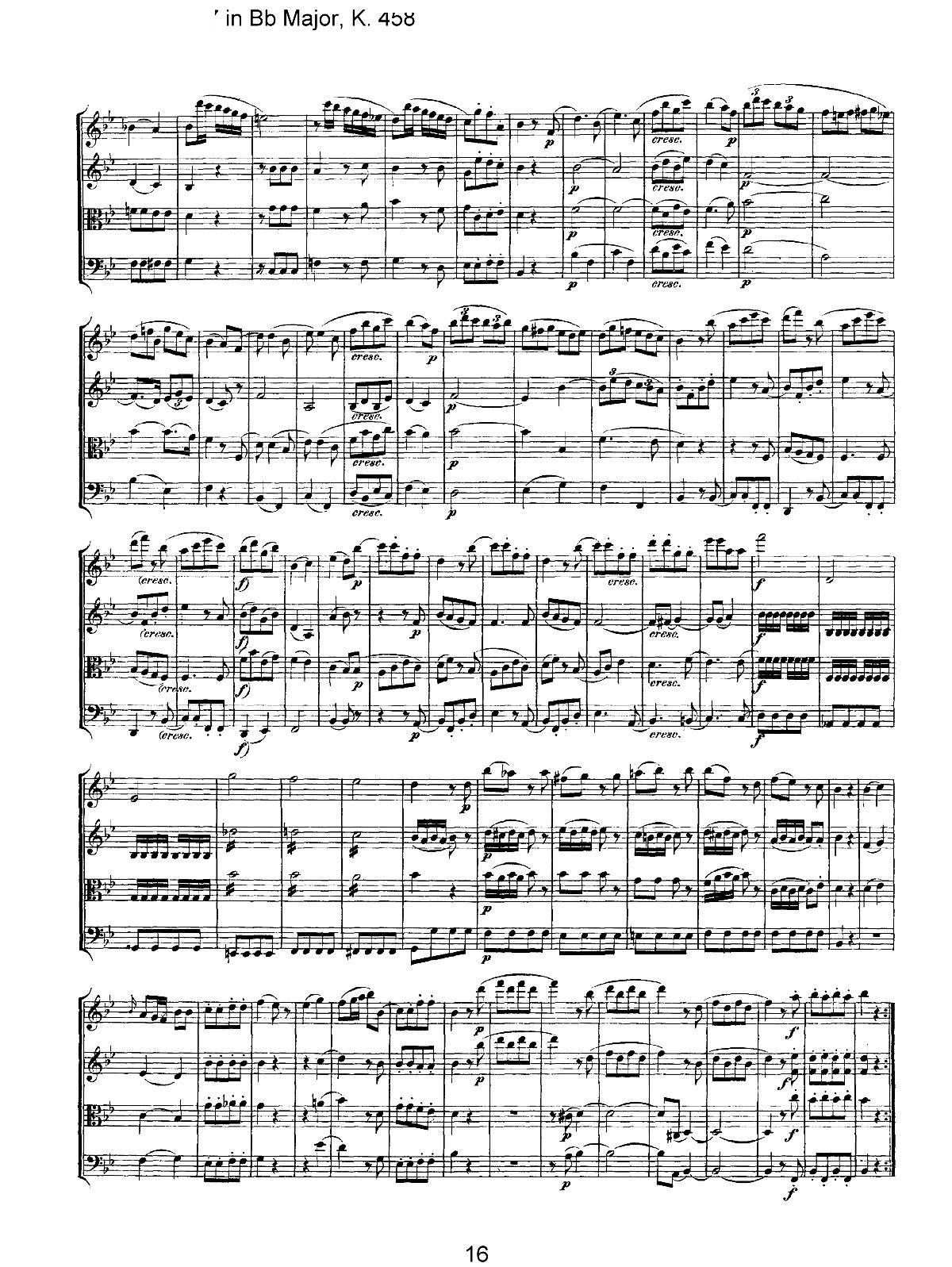 Mozart Quartet No 17 in Bb Major K 458(V)16