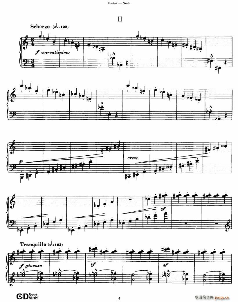 Bartok SZ 62 Suite for Piano op 14(V)5