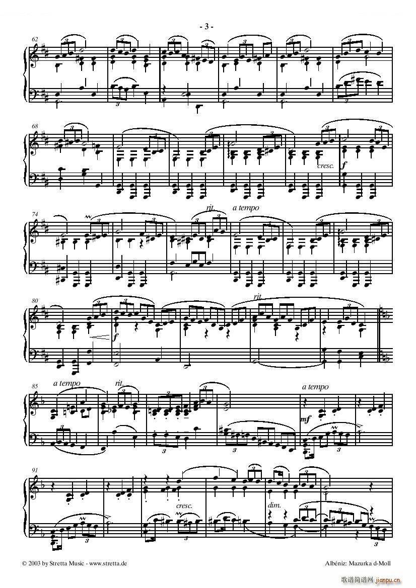 Albeniz Mazurka d Moll Mazurka d Moll(ʮּ)3