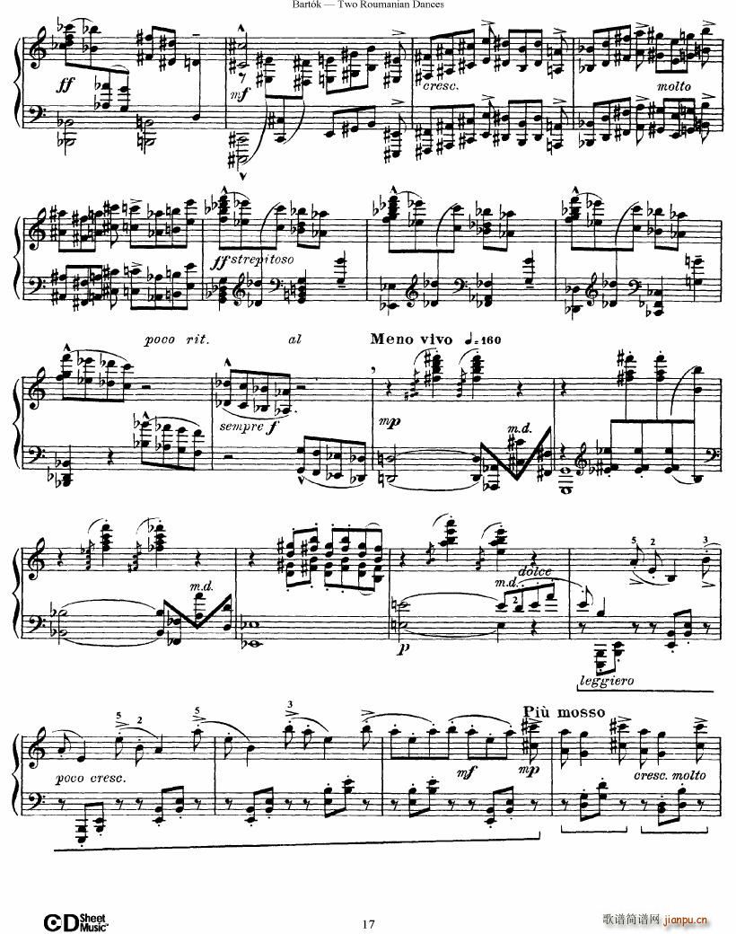 Bartok SZ 43 Two romanian dances op8a(V)17