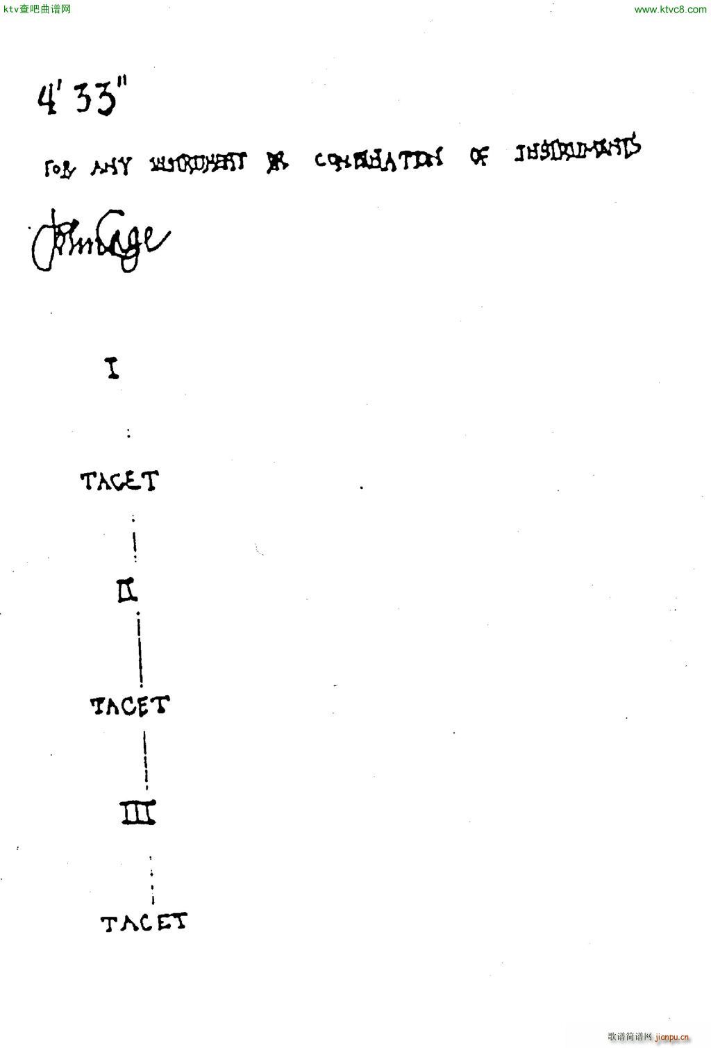 John Cage 4 33 in his own hand(V)1