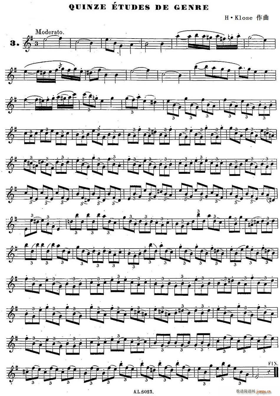 H Klose Quinze etudes de genre 3(ʮּ)1