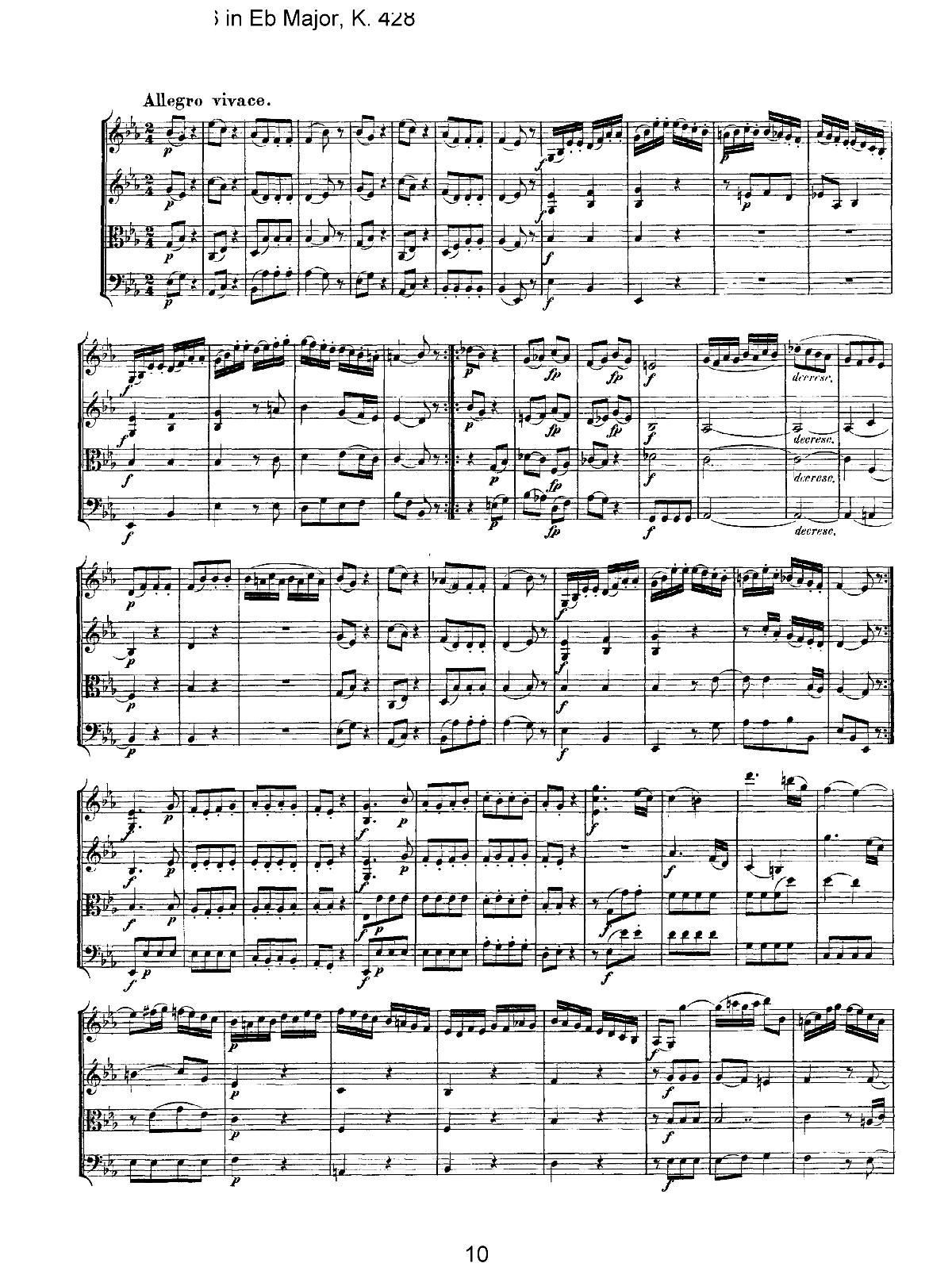 Mozart Quartet No 16 in Eb Major K 428(V)10