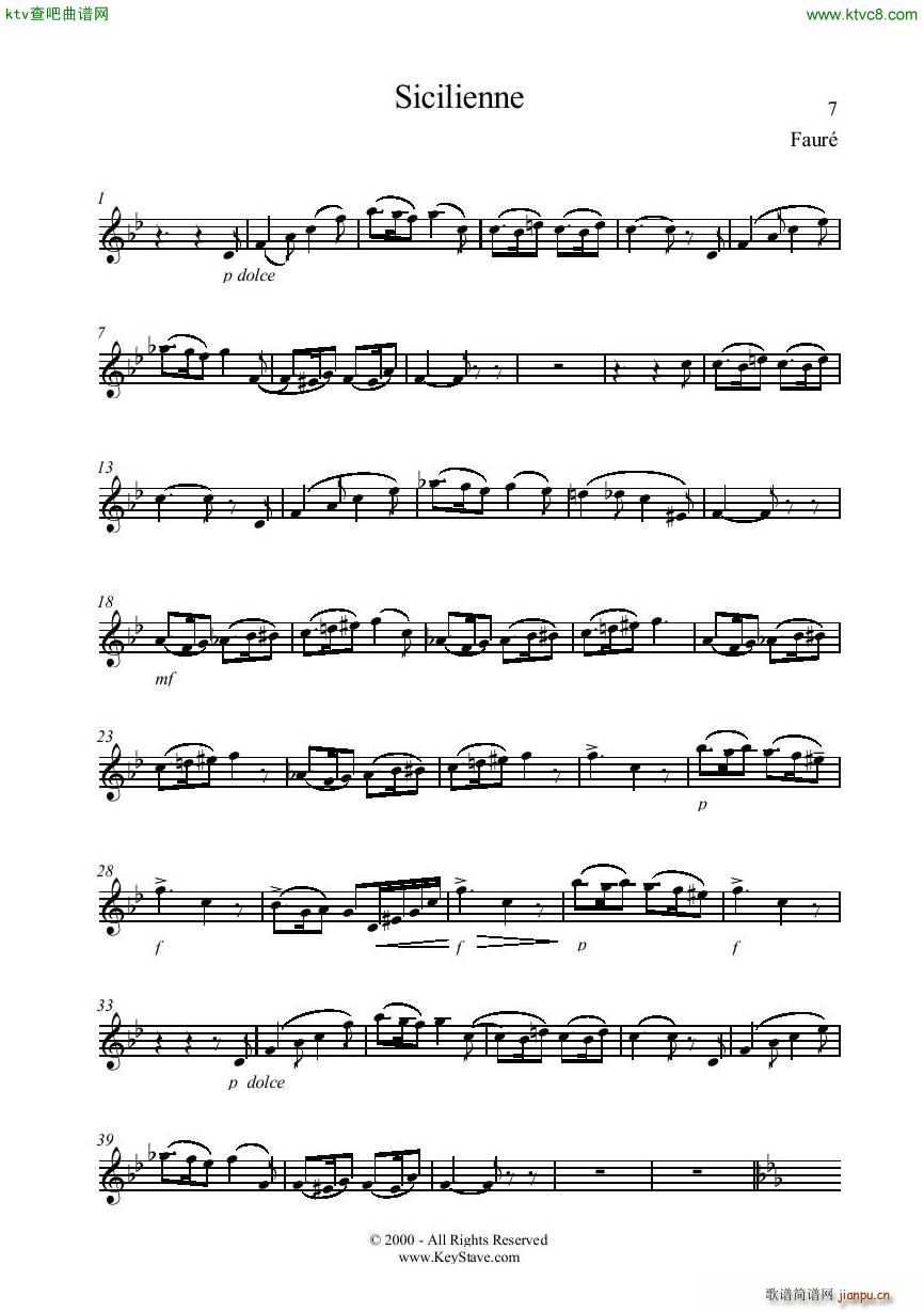 Gabriel Faur 1845 1924 Sicilienne Flute Piano(V)7