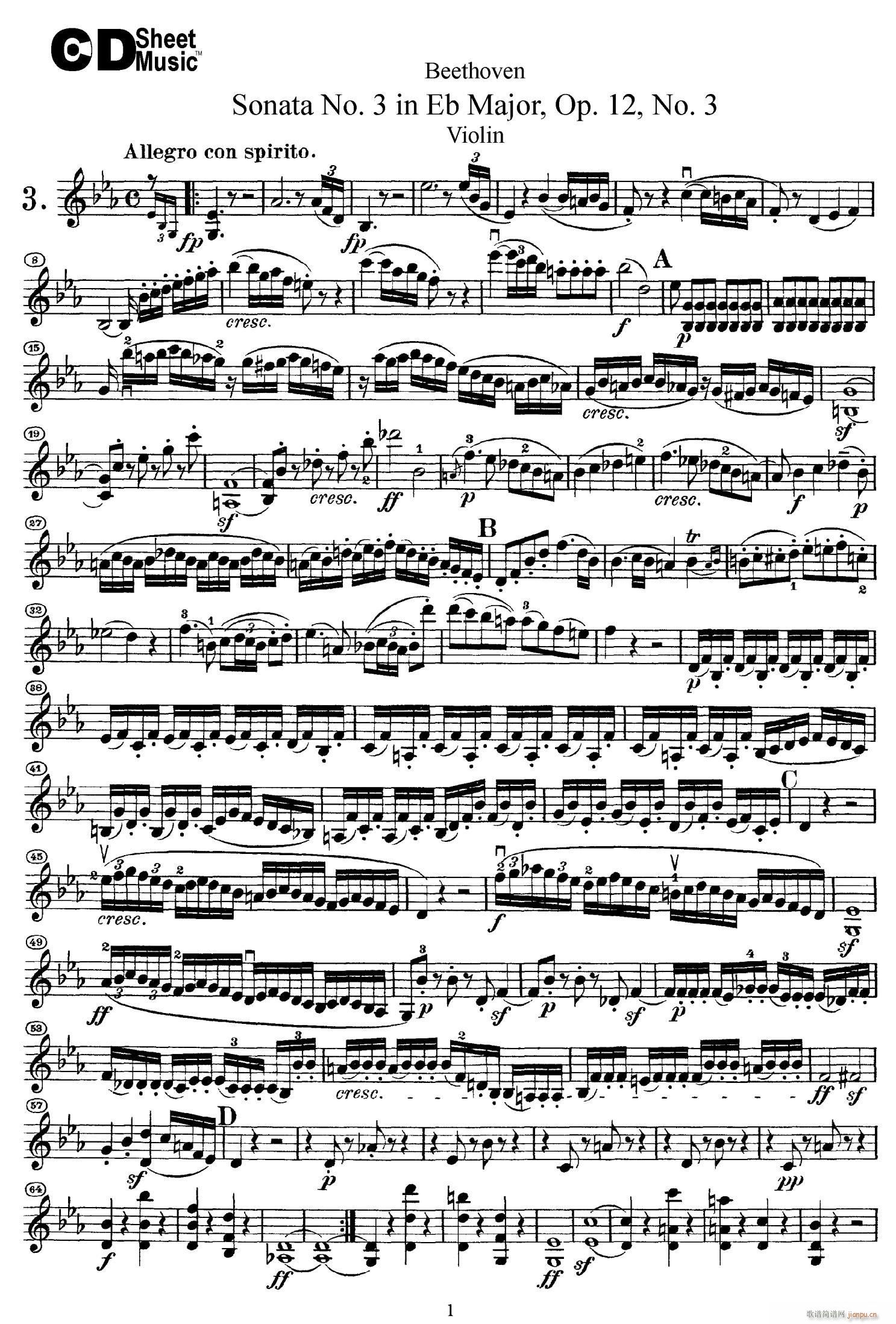 A{ڶСQ Sonata No 2 in A Major Op 12 No 2(СV)1