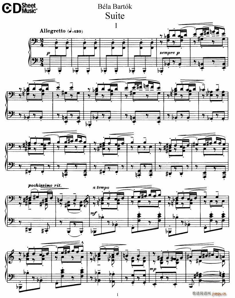 Bartok SZ 62 Suite for Piano op 14(V)1