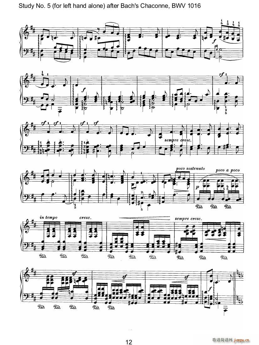 Bach Brahms BWV1016 Chaconne as Etude 5 left hand(V)23