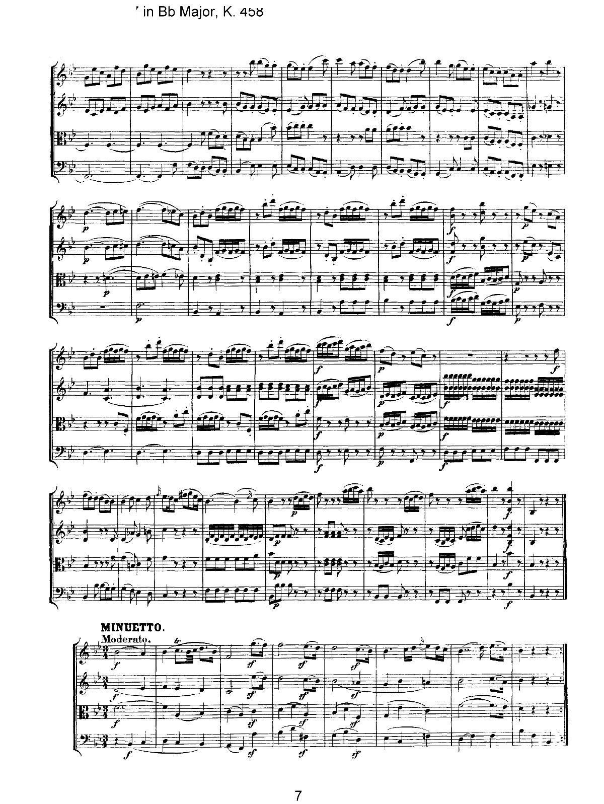 Mozart Quartet No 17 in Bb Major K 458(V)7