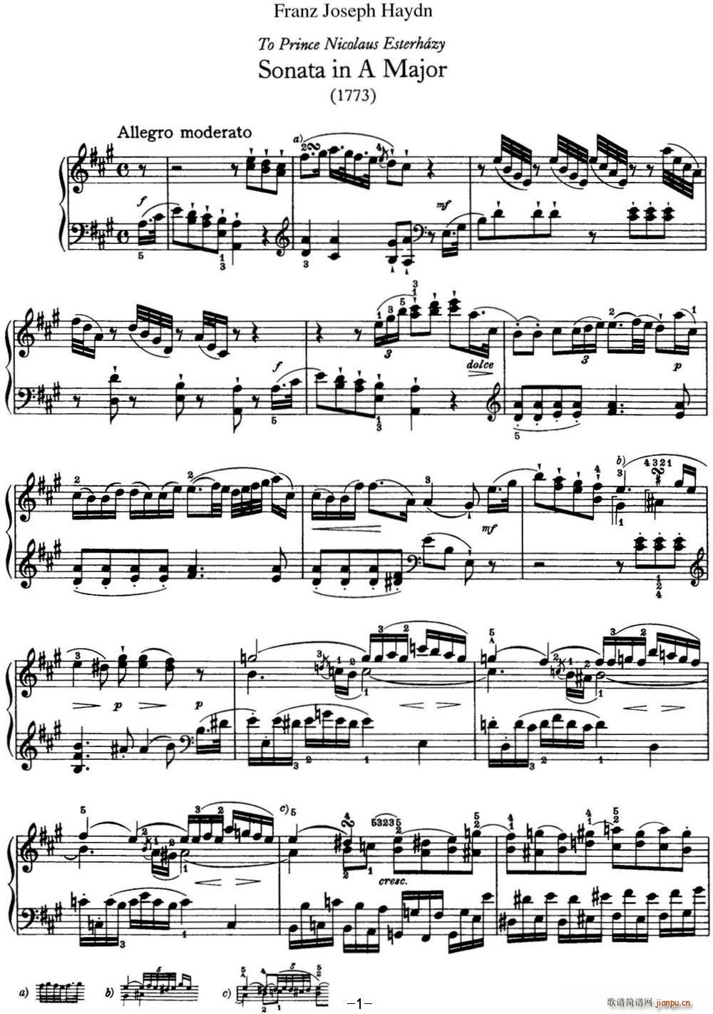 D Q Hob XVI 26 in A major(V)1