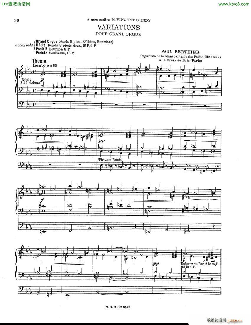 Berthier Paul Variations pour Grand orgue(V)1