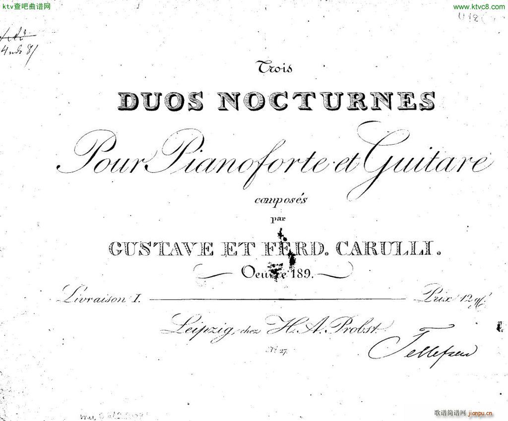Carulli op 189 3 Duos nocturnes git pno(V)1