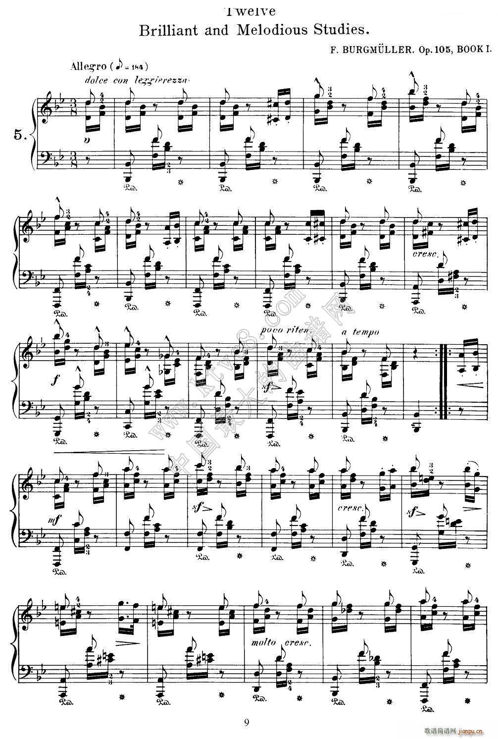 Burgmuller 12 Brillian and Melodious Studies 5(V)1