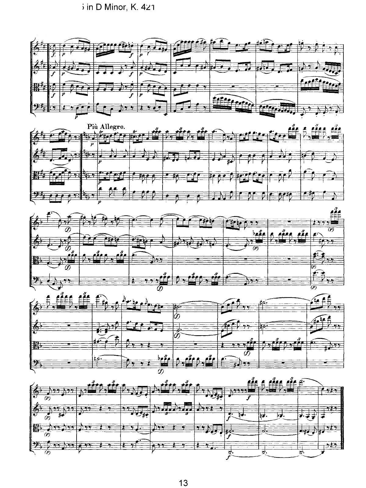 Mozart Quartet No 15 in D Minor K 421(V)13