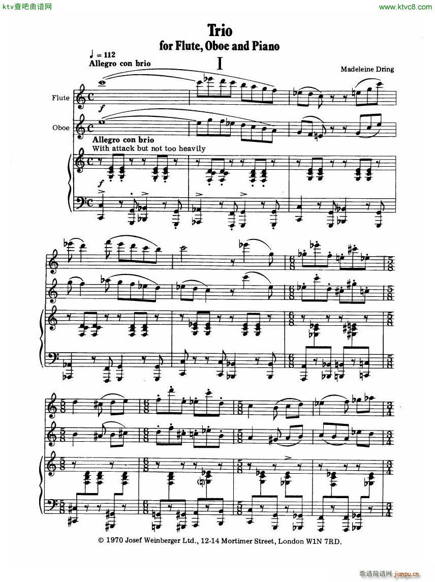 Madeleine Dring Trio For Flute Oboe And Piano(V)11