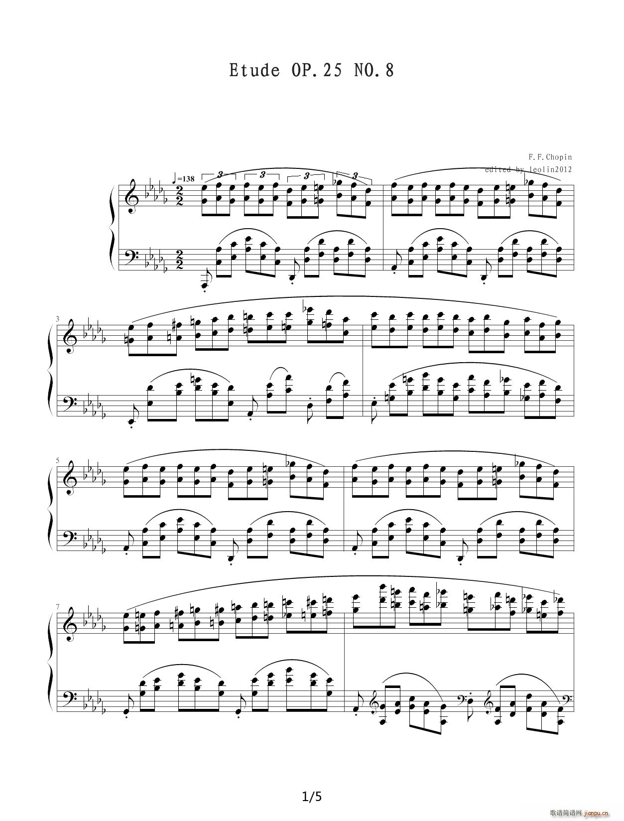 Chopin Ф  Op 25 No 8 Ϫ D{(V)1
