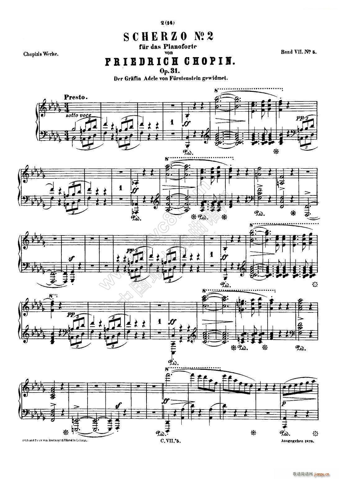 Ф Co Chopin Scherzo No 2 bС{ Op 31(V)1