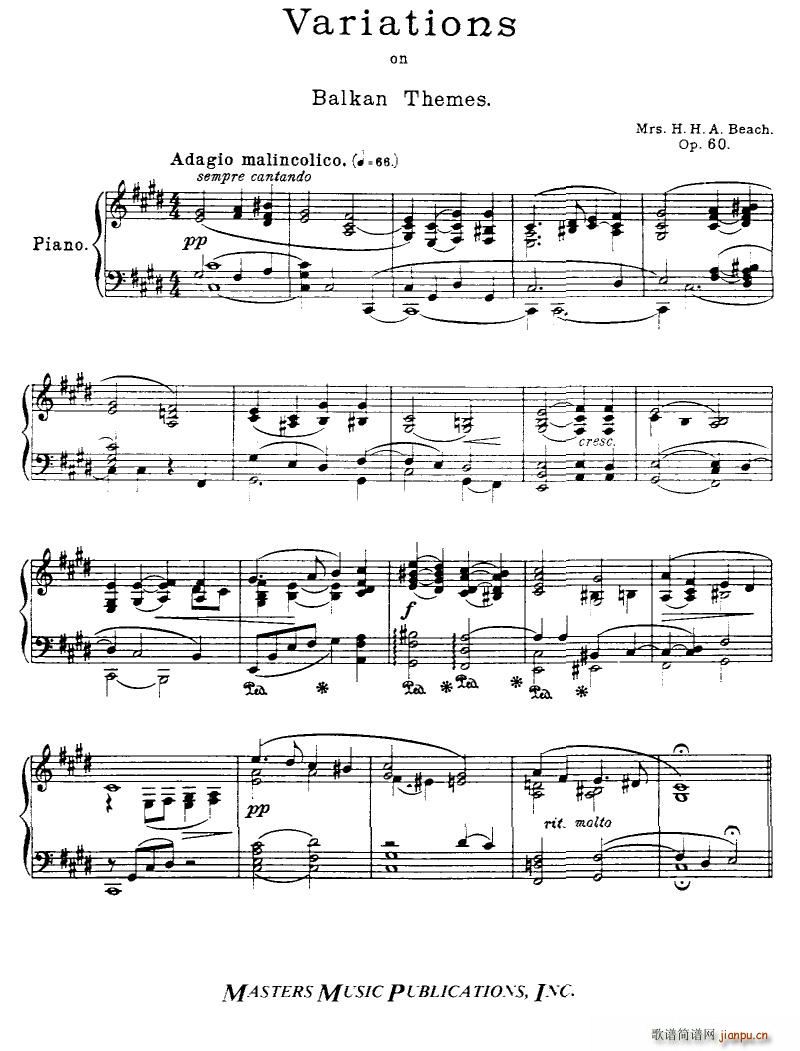 Beach Op 60 Variations on Balkan Themes(V)3