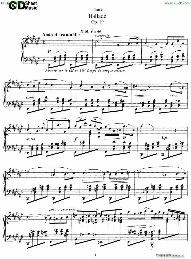 Faure Ballade Op 19(V)1