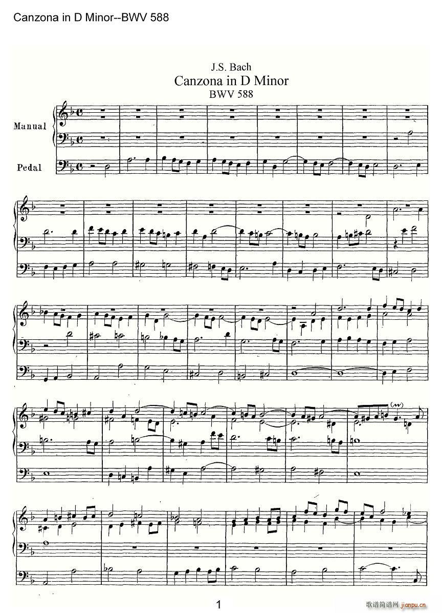 Canzona in D Minor BWV 588 L(fng)V(ʮּ)1