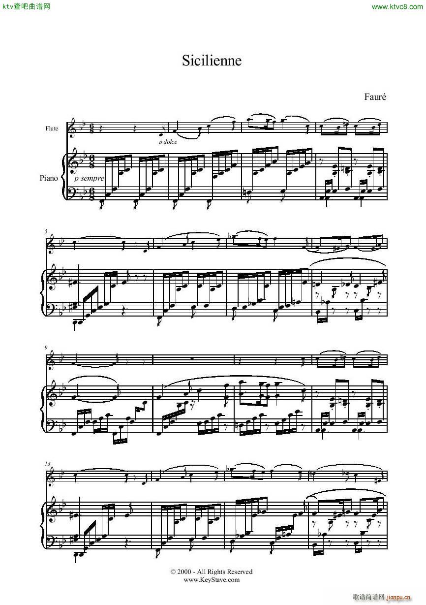 Gabriel Faur 1845 1924 Sicilienne Flute Piano(V)1