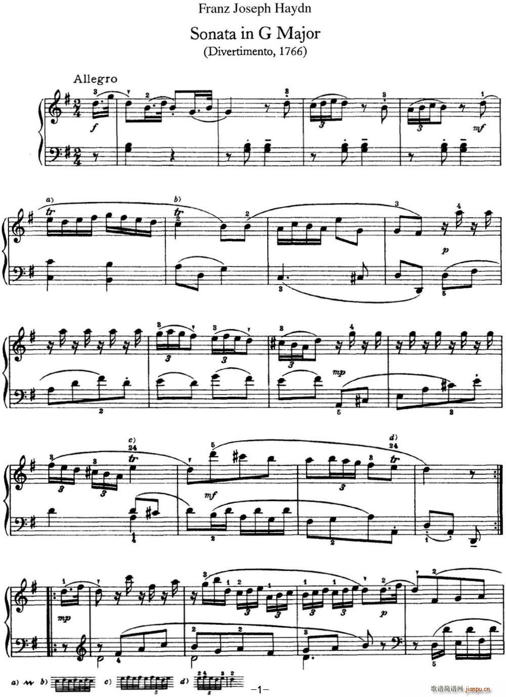 D Q Hob XVI 8 Divertimento G major(V)1