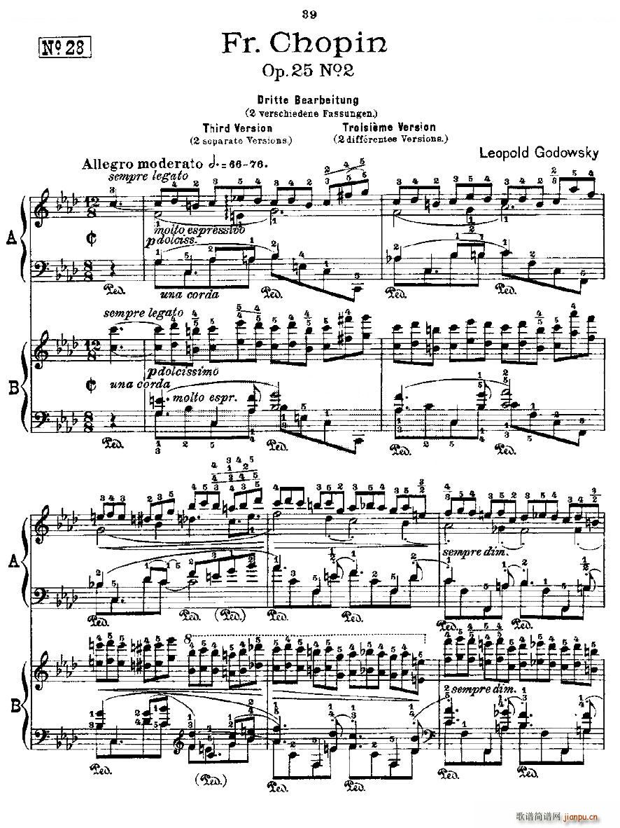Ф  Fr Chopin Op 25 No2 3(V)1