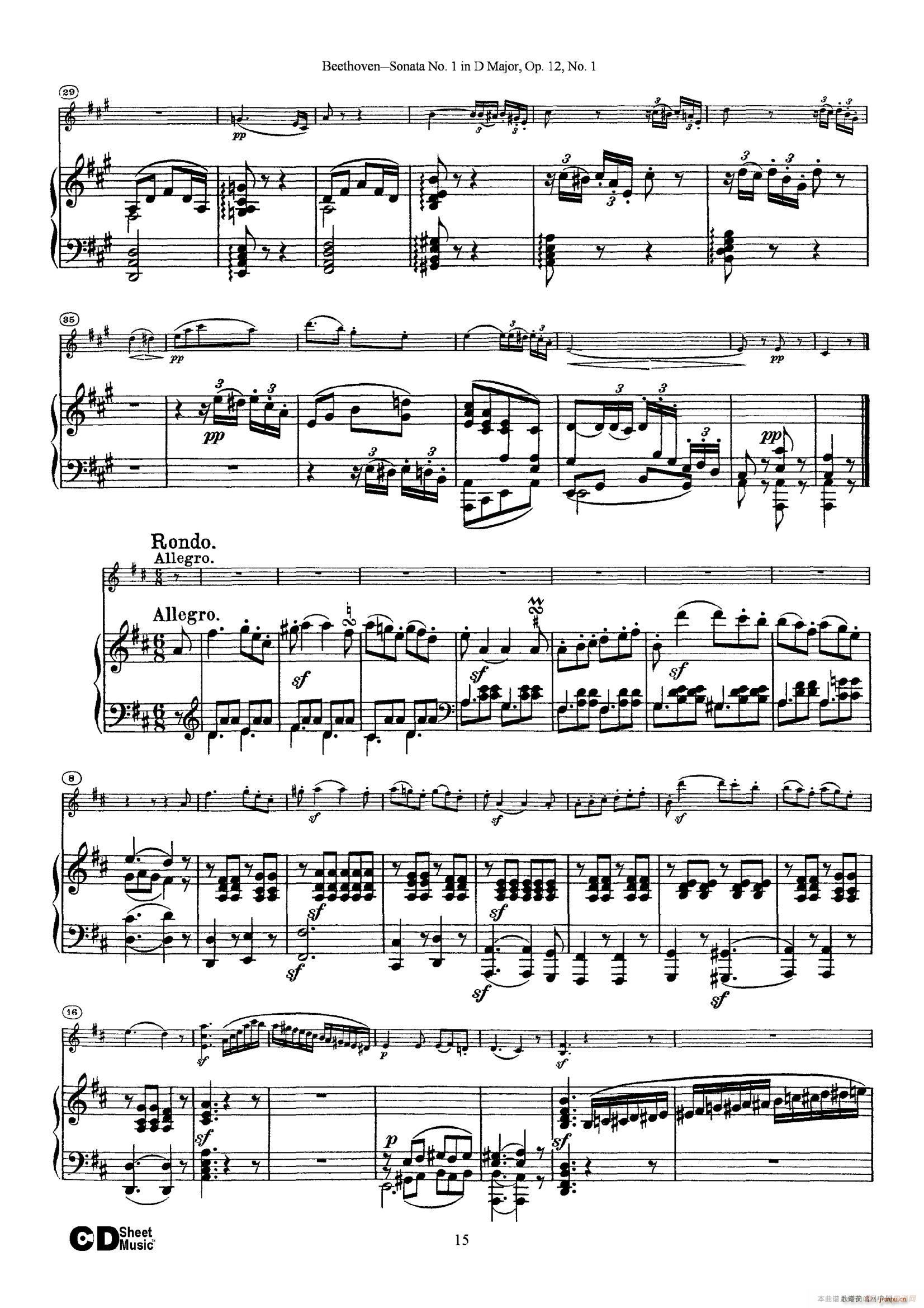 D{һСQ Sonata No 1 in D Major Op 12 No 1 ٰ(V)15