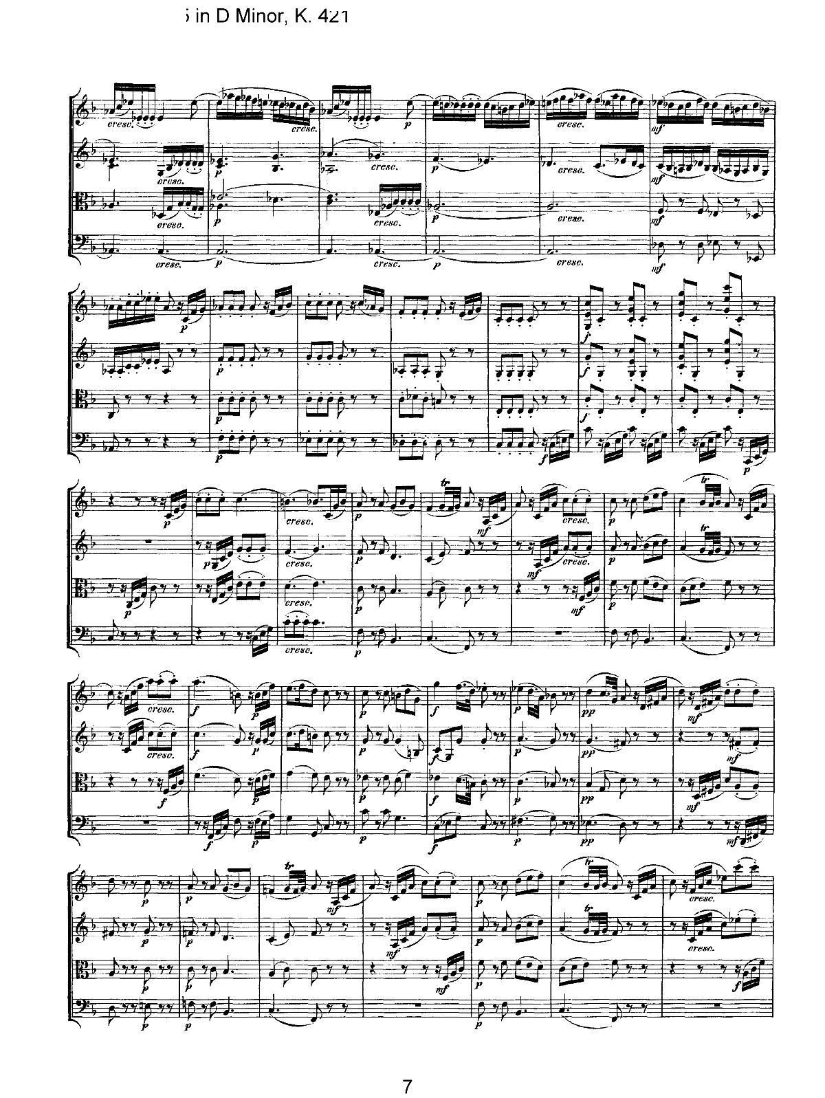 Mozart Quartet No 15 in D Minor K 421(V)7