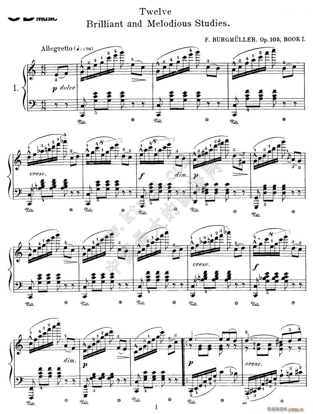Burgmuller 12 Brillian and Melodious Studies 1(V)1