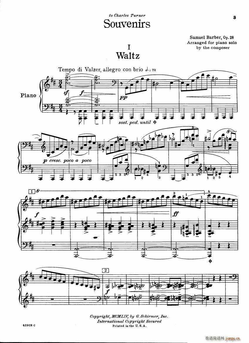 Barber op 28 Souvenirs piano solo(V)3