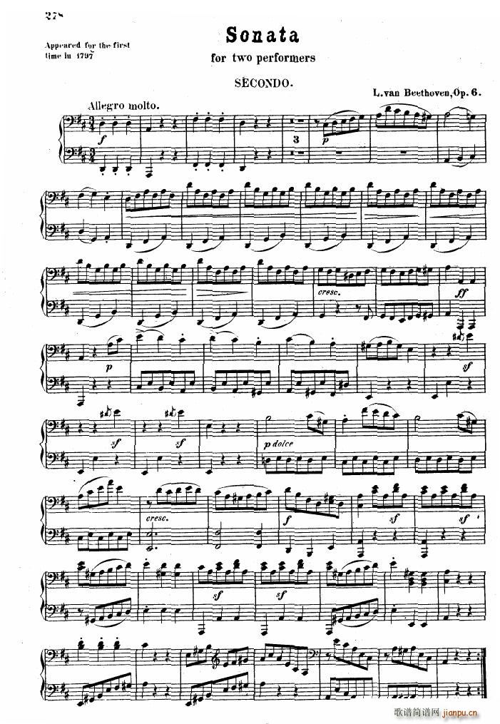 Beethoven op 6 Sonata 2 pno(V)1