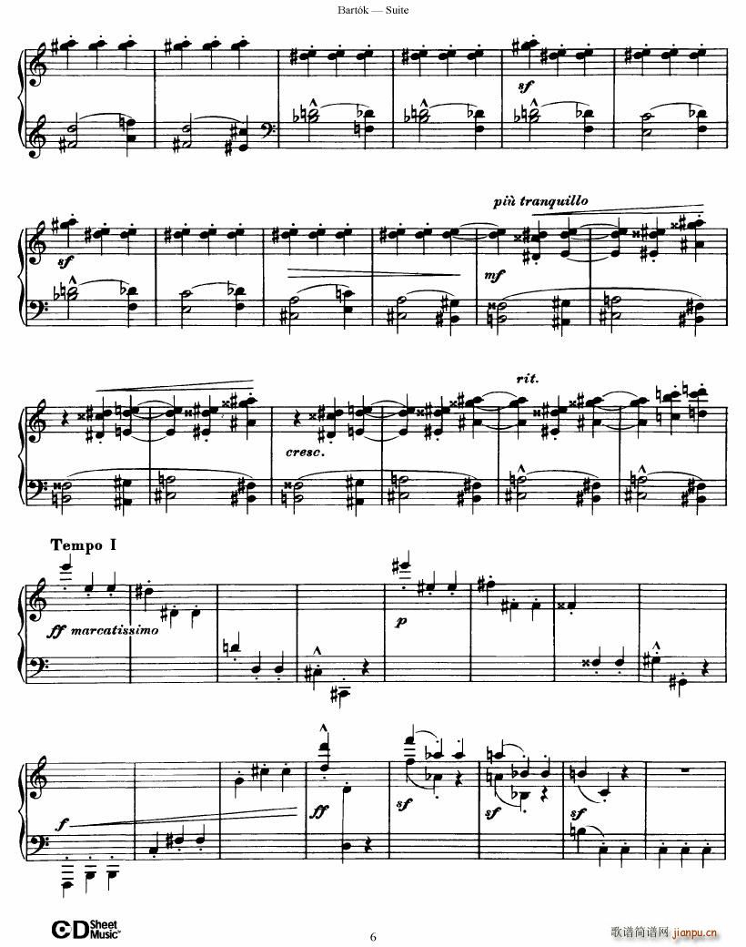 Bartok SZ 62 Suite for Piano op 14(V)6