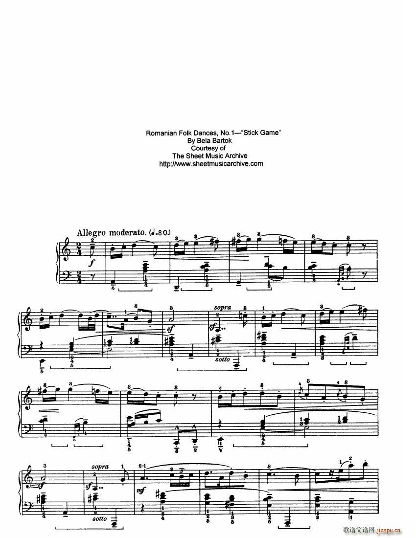 Bartok SZ 56 Six Romanian Folkdances(V)1