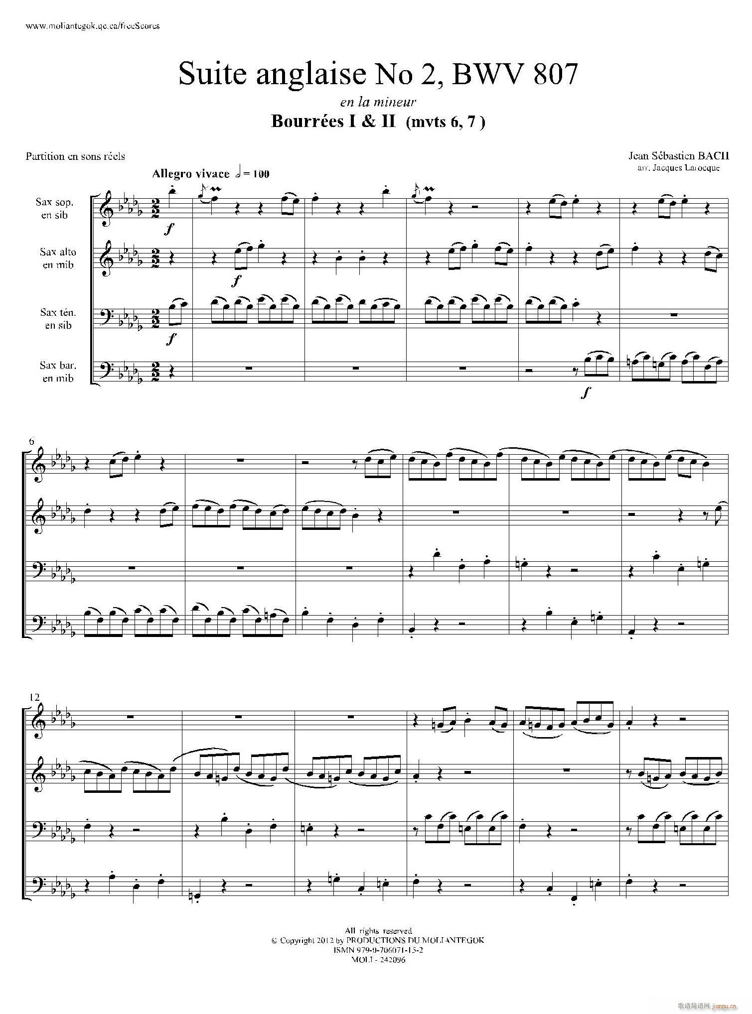 Suite anglaise No 2 BWV 807 M֮  (V)1