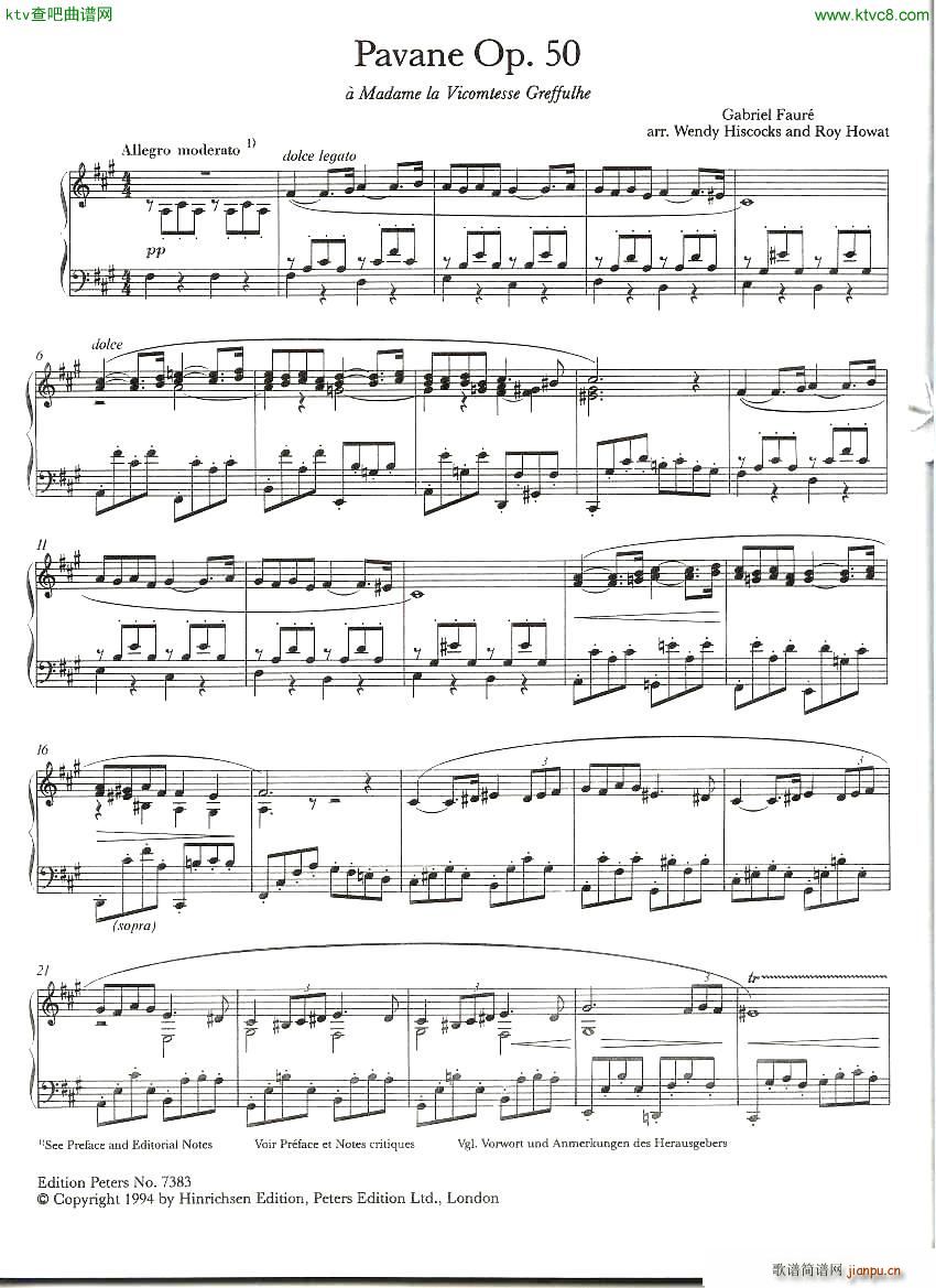 Faure 050 Pavane arr piano solo H Hiscocks(V)1