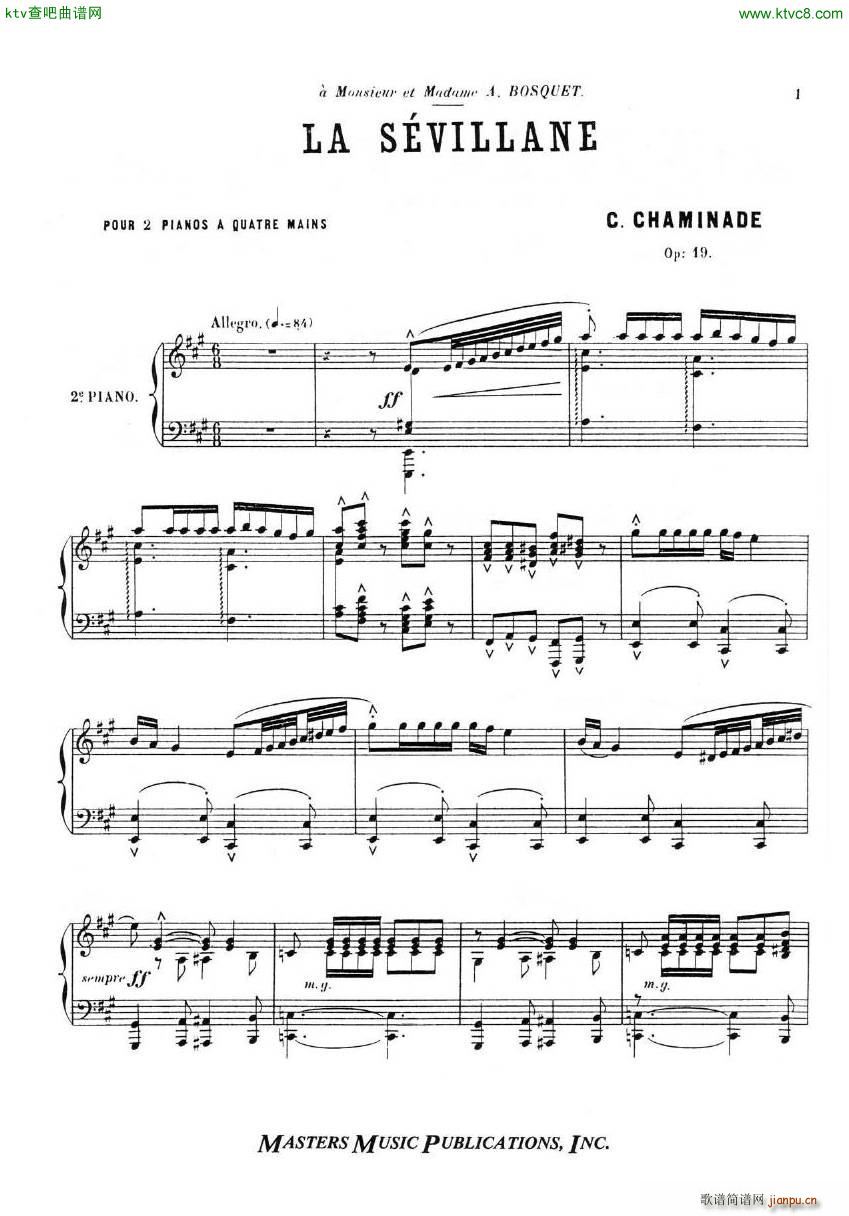 Chaminade Cecil La Sevillane for 2 pianos 4 hands(V)10