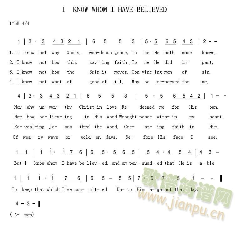 I KNOW WHOM I HAVE BELIEVED ֪Ÿ (ʮּ)1